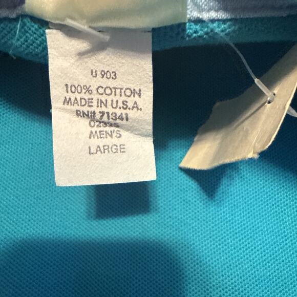 Vintage L.L. Bean Polo Shirt Men’s Large Teal Blue 100% Cotton Made in USA - NWT - Picture 6 of 10